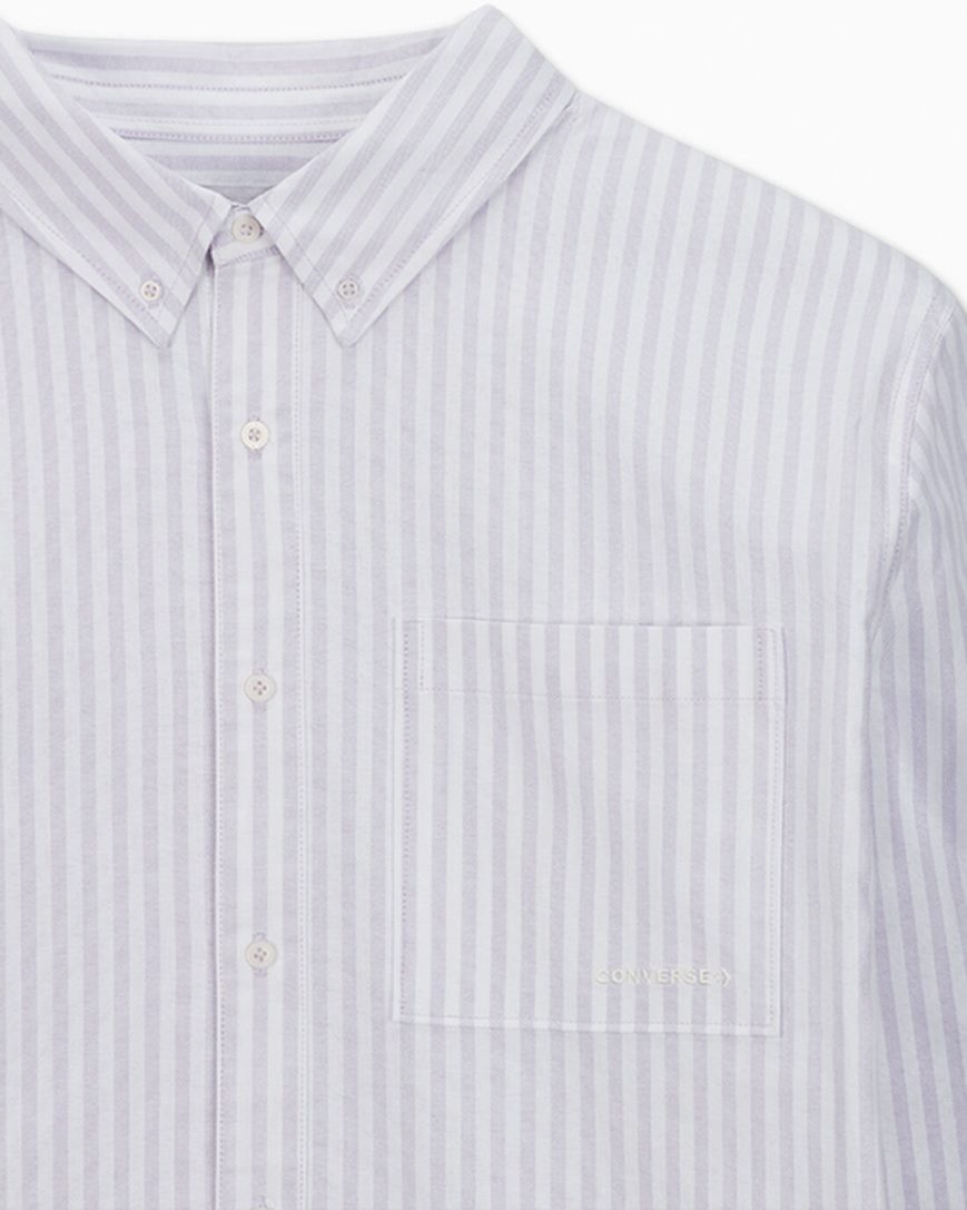 Men's Converse Striped Oxford Button-Up Shirts Purple Stripes | AU C1965D